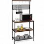 4-Tier Kitchen Rack Stand With Hooks & Mesh Panel (Hw65141)