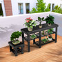 Black 3-Tier Entryway Bamboo Shoe Rack Bench Stool Storage Organizer (Hw61669)