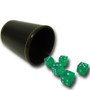5 Green 16Mm Dice With Synthetic Leather Cup GDIC-002*5.302