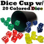 Plastic Dice Cup With 20 Colored Dice GDIC-301.001*5.002*5.004*5.005*5