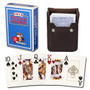 Light Blue Modiano Texas, Poker-Jumbo Cards W/ Leather Case GMOD-826.GPLA-301