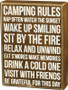 27371 Box Sign - Camping Rules - Set Of 2 (Pack Of 2)