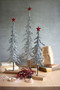 Decorative Set Of Three Metal Christmas Trees On Wooden Bases