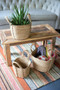 Three Set Square Seagrass Baskets With Handles