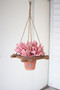 Hanging Clay French Flower Pot With Recycled Wooden Hanger