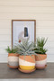 Three Set Color Dipped Clay Pots With Clay Saucers