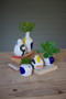 Five Set Multicolor Hand Painted Vases