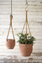 Two Set Hanging Clay Flower Pots