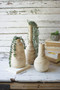 Three Set Hand Carved Tall Wooden Vases