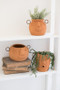 Three Set Funky Face Clay Planters