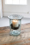 Small Ribbed Glass Candle Cylinder With Rustic Insert