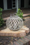 Large Low Round Grey Willow Lantern With Glass