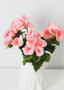Pink Begonia Silk Flowers Bush - 10"