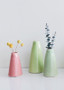 Set Of 4 - Terra Cotta Bud Vases In Green