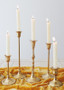 Antique Gold Metal Candlestick Holder - 9.25" Tall
