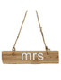 Whitewashed Wood Hanging Mrs Wedding Sign - 7.75" Long