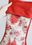 Christmas Decor Red Beige Toile Fabric Stocking - 18" Tall