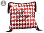 16"W X 16"L Joy Harlequin Pattern Pillow Red Black 6 Pieces XAK172-RE/BK