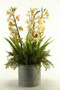 Light Yellow Orchids In Round Metal Planter (169092)