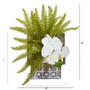 13" Phalaenopsis Orchid And Fern Artificial Plant In Hanging Floral Design House Planter (8852-WH)