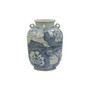 Blue And White Four Loop Handle Jar Twisted Flower Motif (1387-BW)