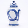Blue & White Brushstroke Swirl Circle Temple Jar (1353)