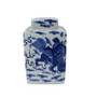 Blue & White Foo Dog Square Tea Porcelain Jar (1377)