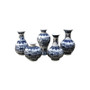 Blue And White Curly Vine Bud Porcelain Vases - Set Of 5 (1300)
