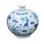 Blue & White Fish Pomegranate Vase (1176)