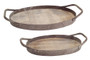 Wood Grain Metal Trays (2 Set) - (Bundle Of 2) (58016)