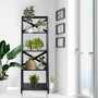 4-Tier Leaning Free Standing Ladder Shelf Bookcase (HW66096BK)