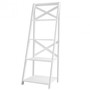 4-Tier Leaning Free Standing Ladder Shelf Bookcase-White (HW66096WH)