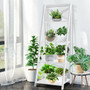 4-Tier Leaning Free Standing Ladder Shelf Bookcase-White (HW66096WH)