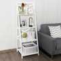 4-Tier Leaning Free Standing Ladder Shelf Bookcase-White (HW66096WH)