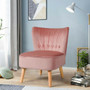 Armless Accent Chair Tufted Velvet Leisure Chair-Pink (HW66638PI)