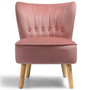 Armless Accent Chair Tufted Velvet Leisure Chair-Pink (HW66638PI)
