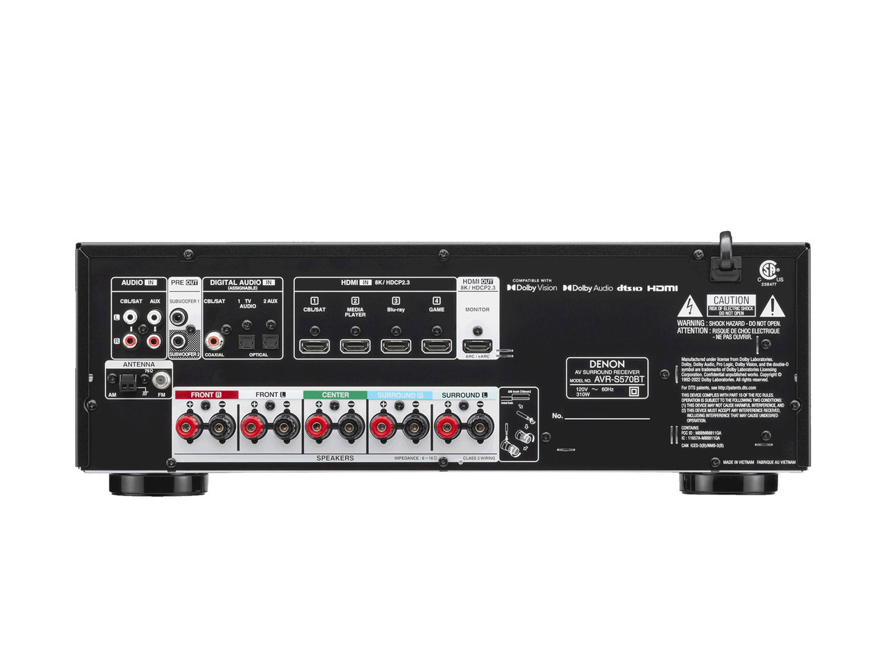 Denon AVR-S570BT – 5.2 Ch. 70W 8K AV Receiver