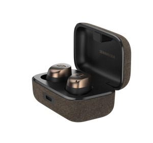 Sennheiser Momentum True Wireless 4 – In Ear Earbuds, Black Copper, in their case