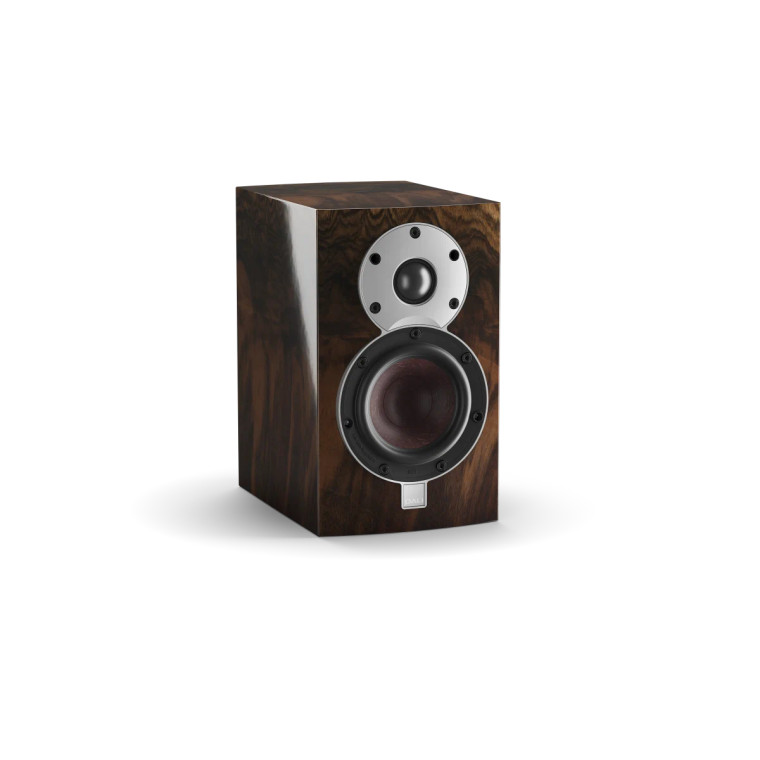 Dali Menuet SE – Stand Mount Bookshelf Speaker, wild walnut, front left angle