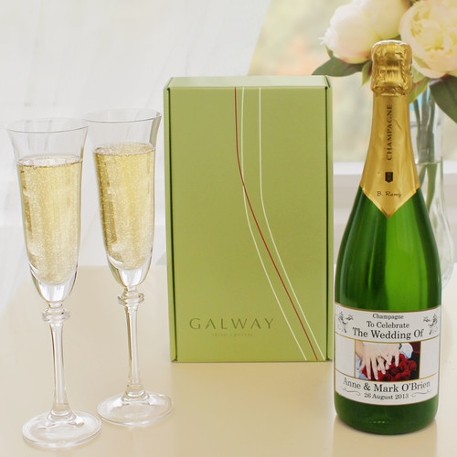 Personalised Champagne & Galway Crystal Flutes Gifts Direct