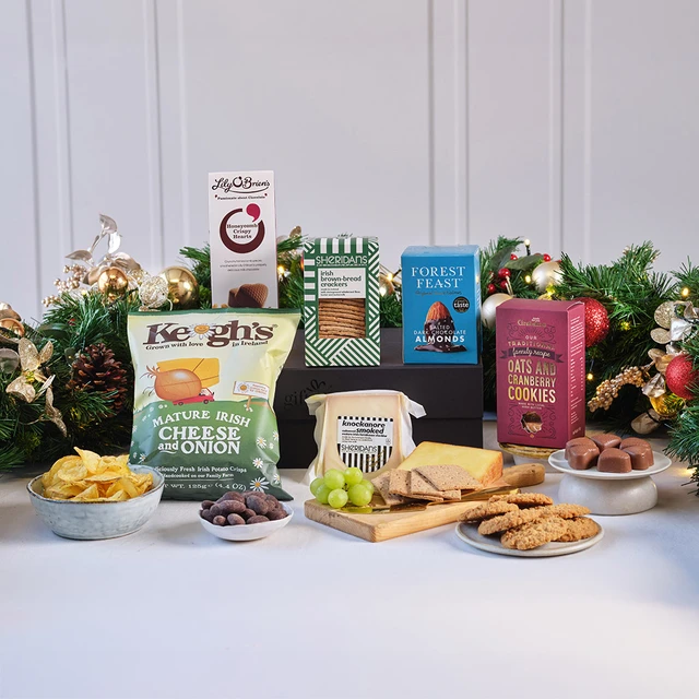 Gourmet Delights Hamper with Keogh's crisps, artisan cheese, Irish crackers, luxury chocolates and gourmet food treats from Gifts Direct