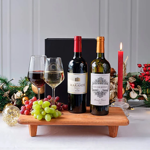 The Sommelier Wine Gift Box with premium red and white wine in a luxury Christmas wine gift from Gifts Direct