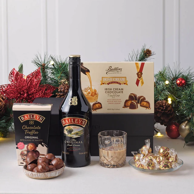Baileys and Chocolates gift box with Baileys Irish Cream, Butlers Irish Cream truffles and luxury chocolate treats from Gifts Direct