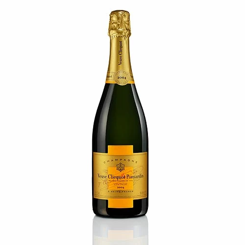 Veuve Clicquot Vintage Champagne 2015 – premium French champagne bottle with gold foil neck and signature yellow label, ideal for celebrations and luxury gifting.