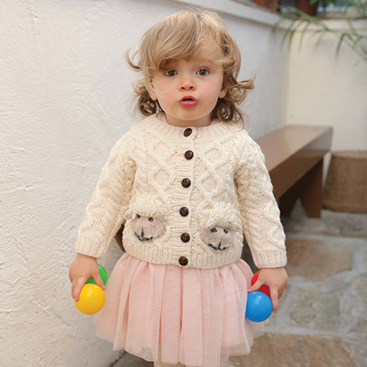 Cream Hand Knit Baby Aran Cardigan