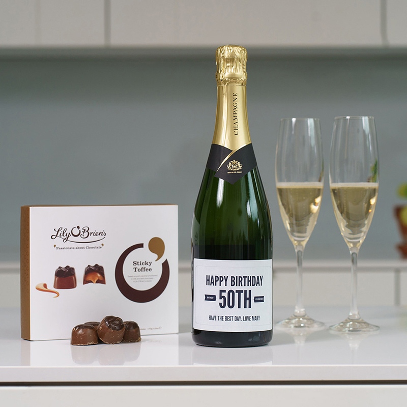 Happy 50th Personalised Champagne Gift