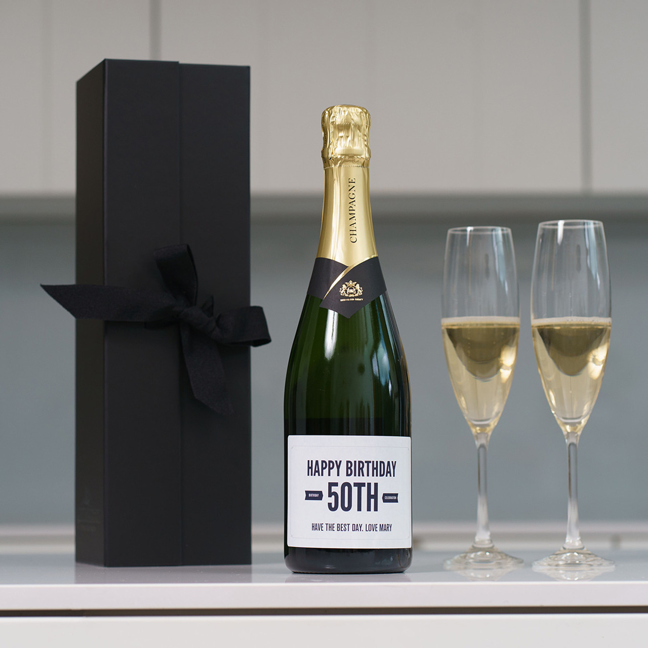 Happy 50th Personalised Champagne Gift