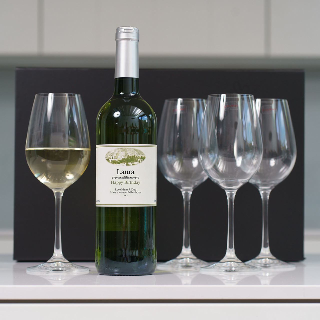 Personalised Wine & Galway Crystal Glasses