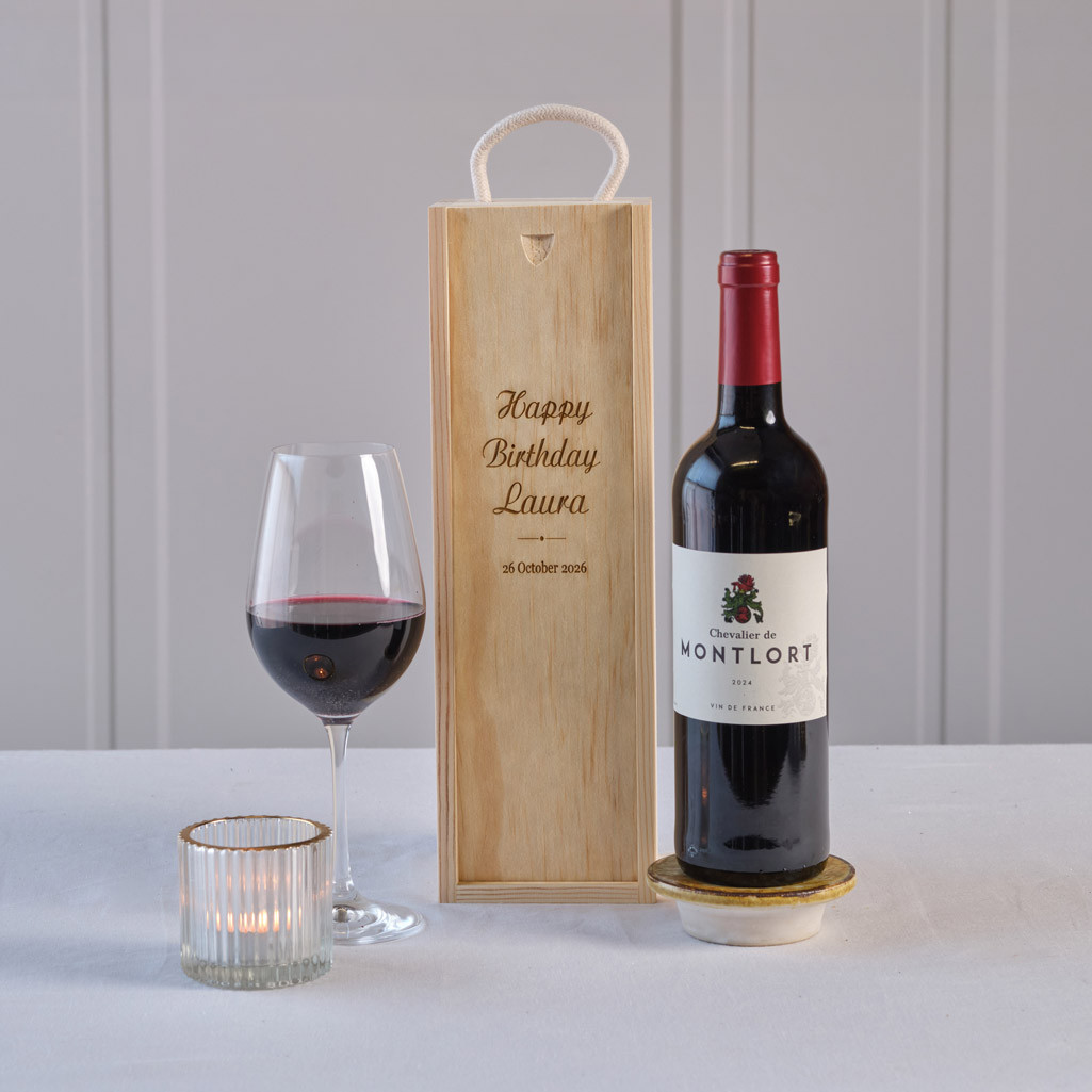 Happy Birthday Red Wine in Personalised Wooden Gift Box