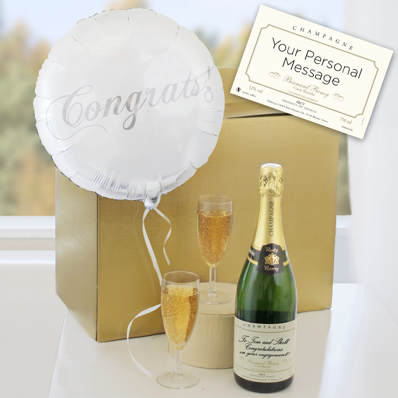 Congratulations Balloon with Personalised Champagne